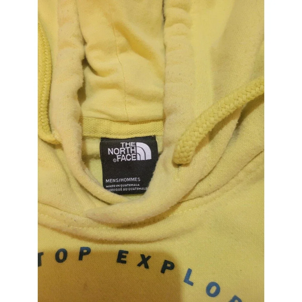 The North Face Hoodie Men's Size M Yellow Logo L/S Outdoors Hiking Sweatshirt